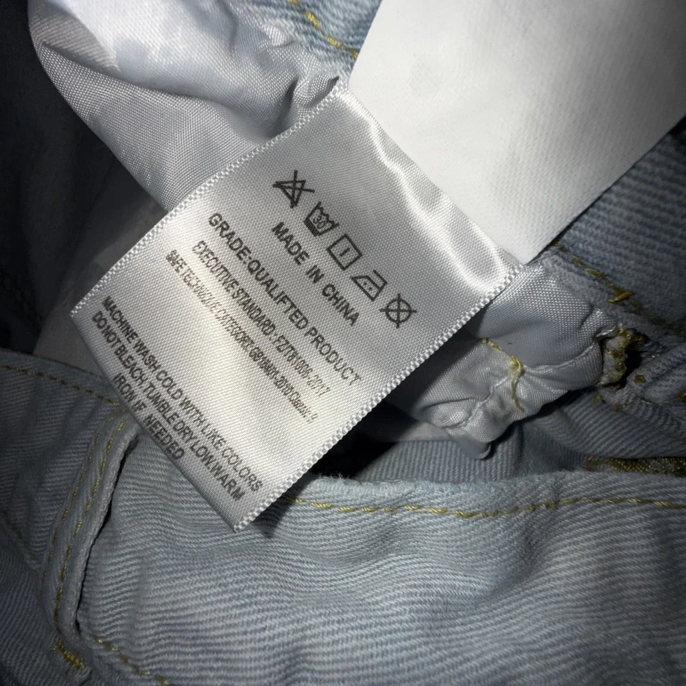Mens Light Blue Denim Jeans With Red Bat & Skeleton Print Size 28 Streetwear‎